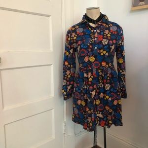 Floral flannel mini shirtdress! Colorful & cute! Sz S